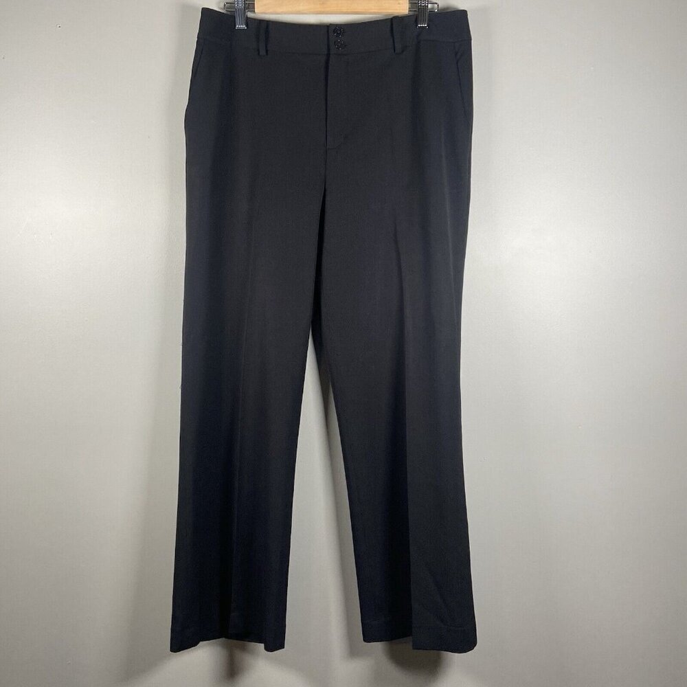 LAUREN‎ Ralph Lauren Black Adelle Straight Leg Wool Blend Trouser Pants- Size 10